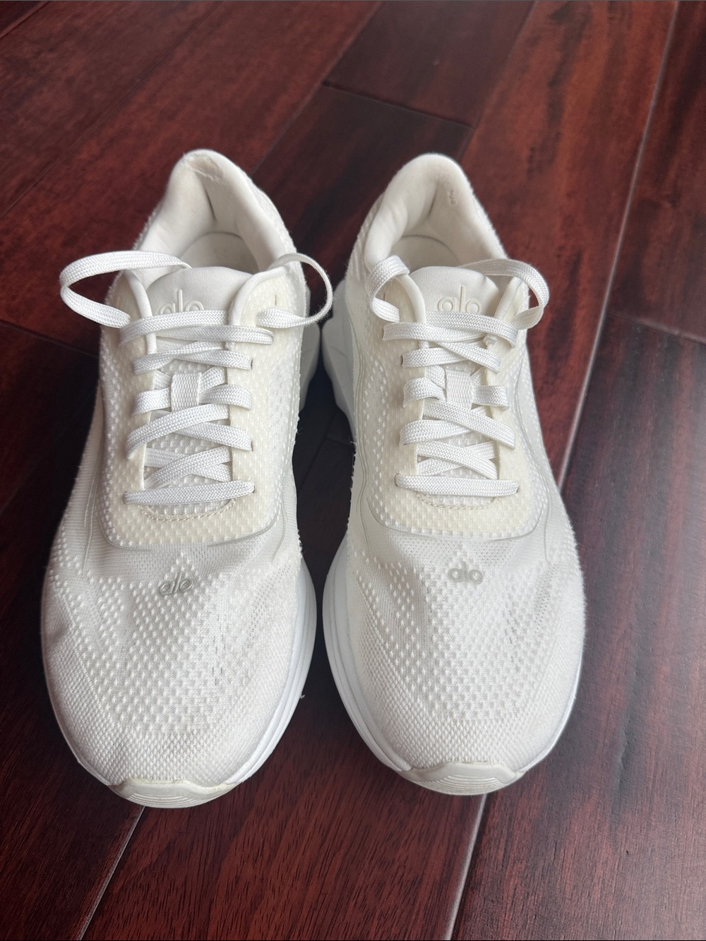 ALO Yoga Women's White Knit Running Sneakers